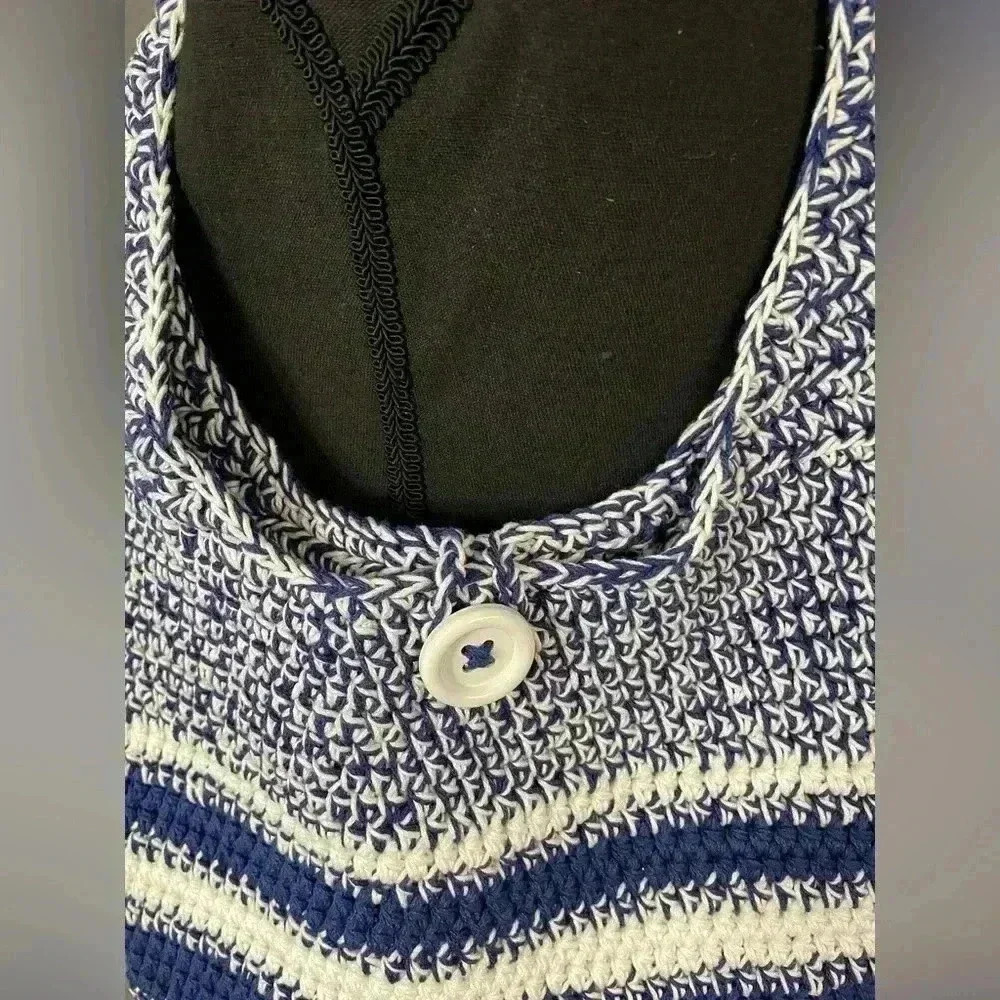 Blue and White Hand Crocheted Purse - Picture 3 of 3
